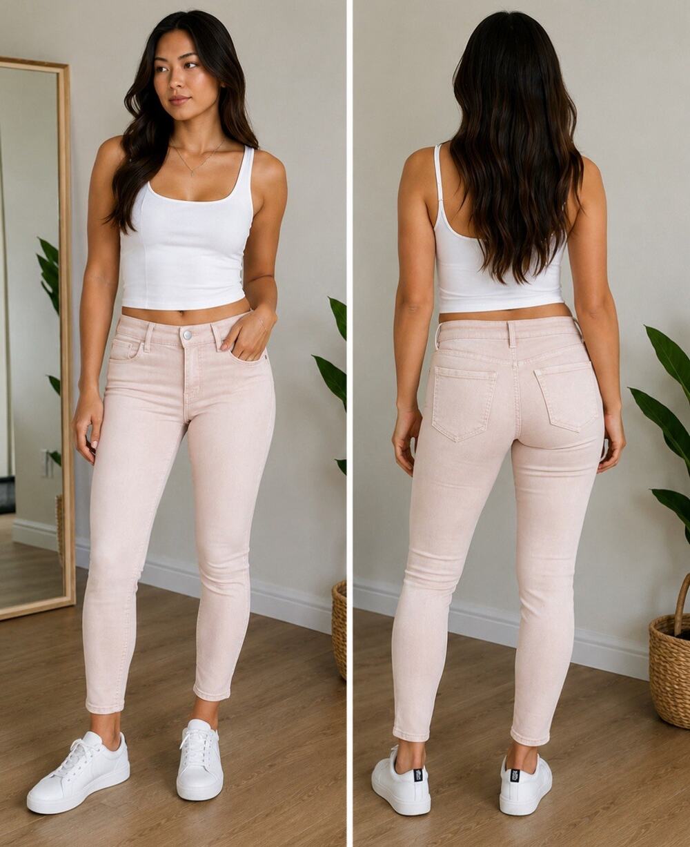 Express Denim Perfect Women's High Rise Skinny Ankle Jeans Size 00R Blush Pink
